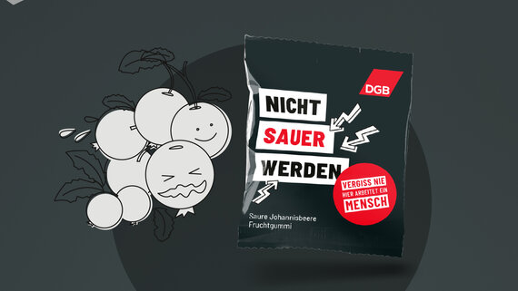 Illustration einer Fruchtgummi-Verpackung.